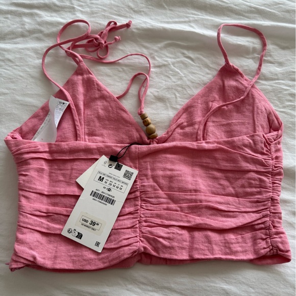 Linen Blend Ruched Top - Picture 3 of 3